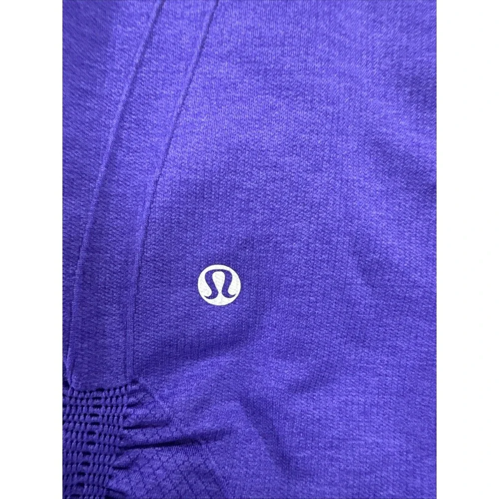 Lululemon Seamless Crop Leggings Womens Size 6 Purple Ruched Mesh Yoga Capri